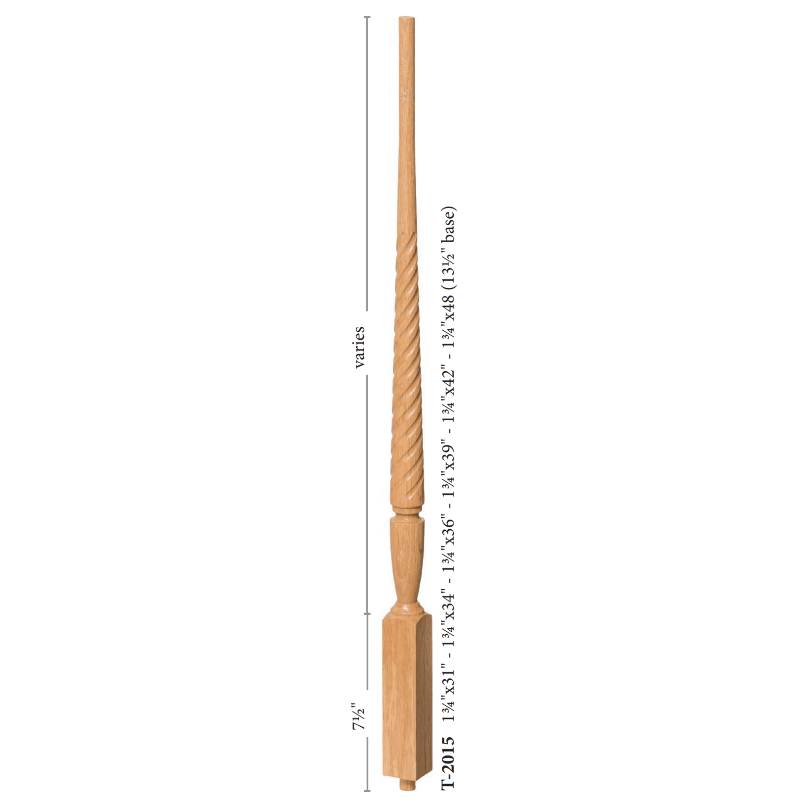 Bunker Hill 1 - 3/4" Structural Rise TWISTED Pin Top Baluster (2015T) - Stair Parts USA