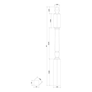 Bunker Hill 3 - 1/2" 3030/3042 Turned Newel w/ Acorn Top (3030, 3030F, 3030T, 3042, 3042F, 3042T) - Stair Parts USA