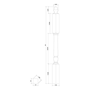 Bunker Hill 3 - 1/2" 3046 Long Block Turned Newel w/ Acorn Top (3046, 3046F, 3046T) - Stair Parts USA
