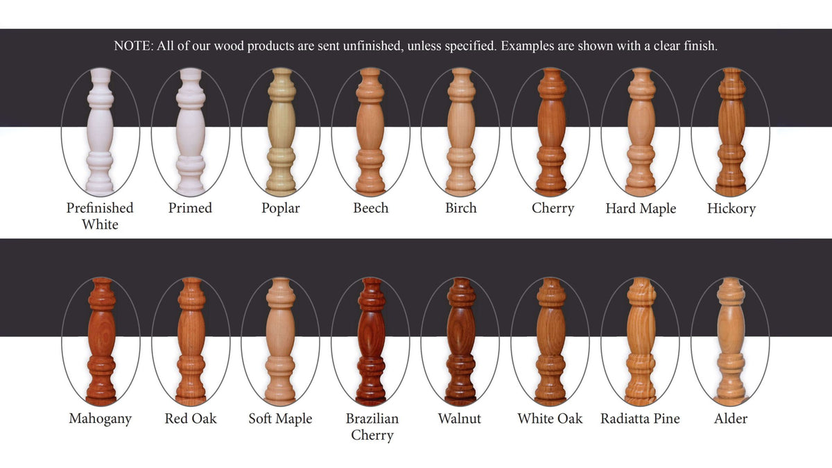 Bunker Hill 3 - 1/2" 4130F, 4132F Fluted Turned Newel (used w/ Interchangeable Finials) - Stair Parts USA