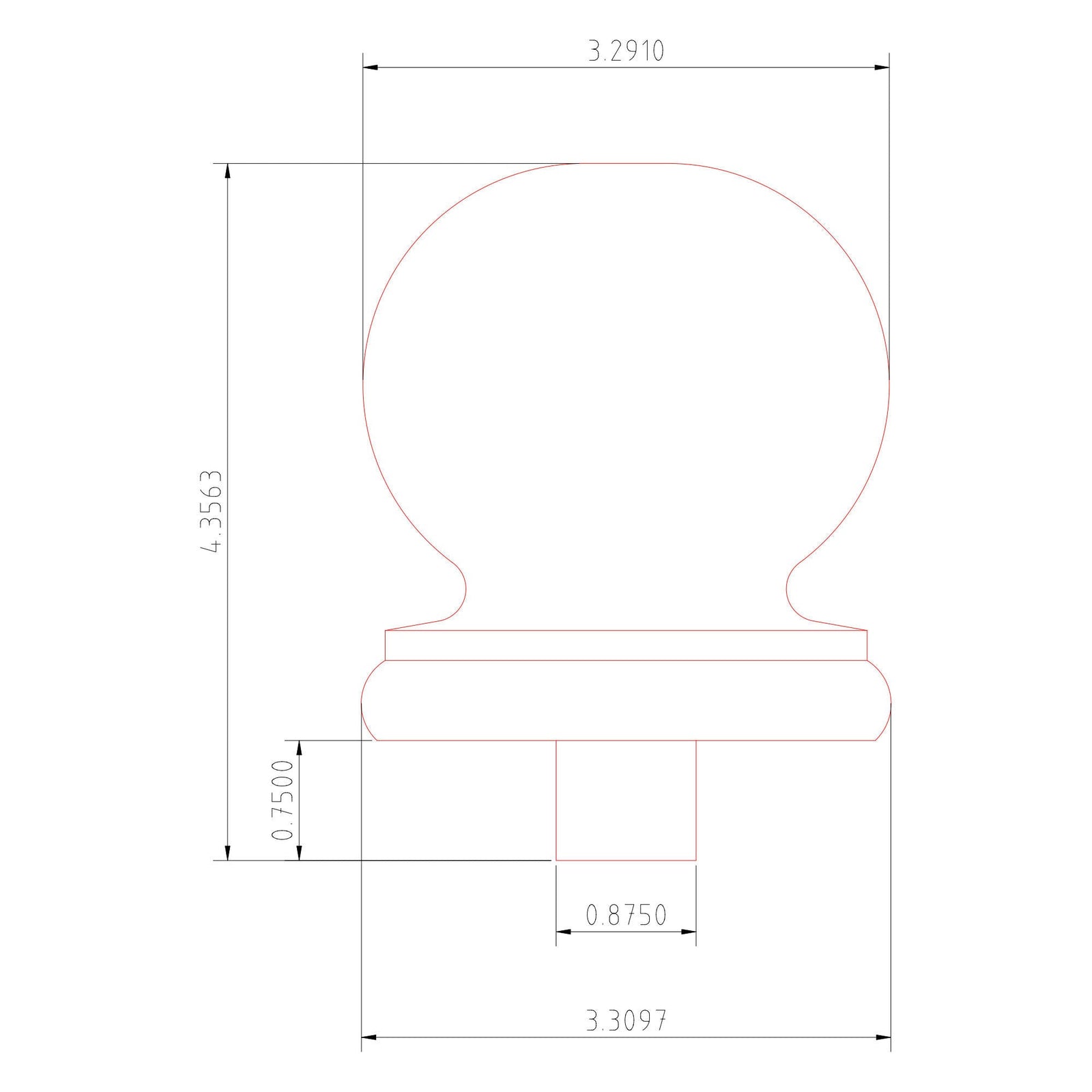 Bunker Hill PB - 416 Ball Top Finial - Stair Parts USA
