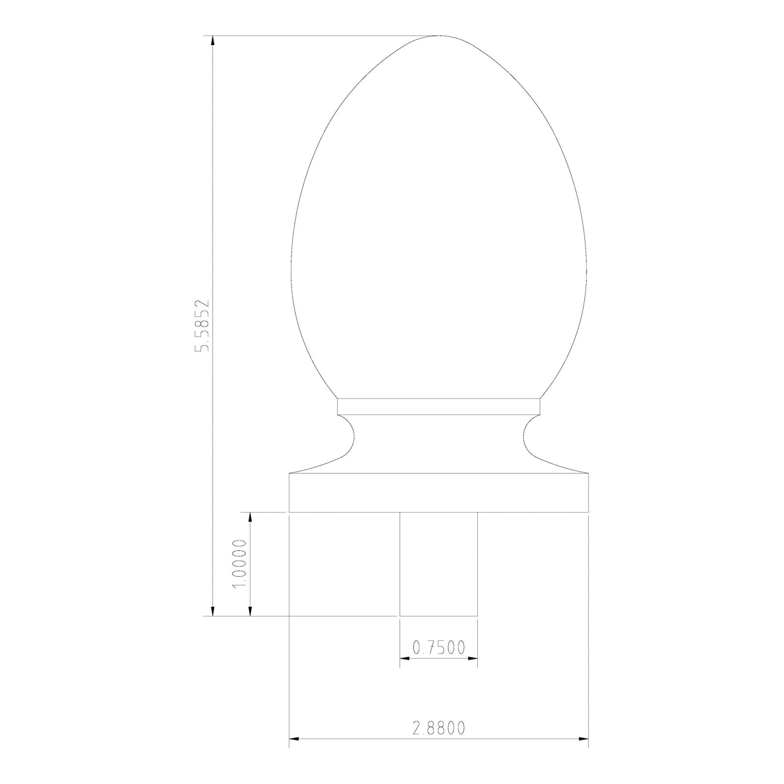 Bunker Hill PP - 412 Plain Pineapple Finial - Stair Parts USA