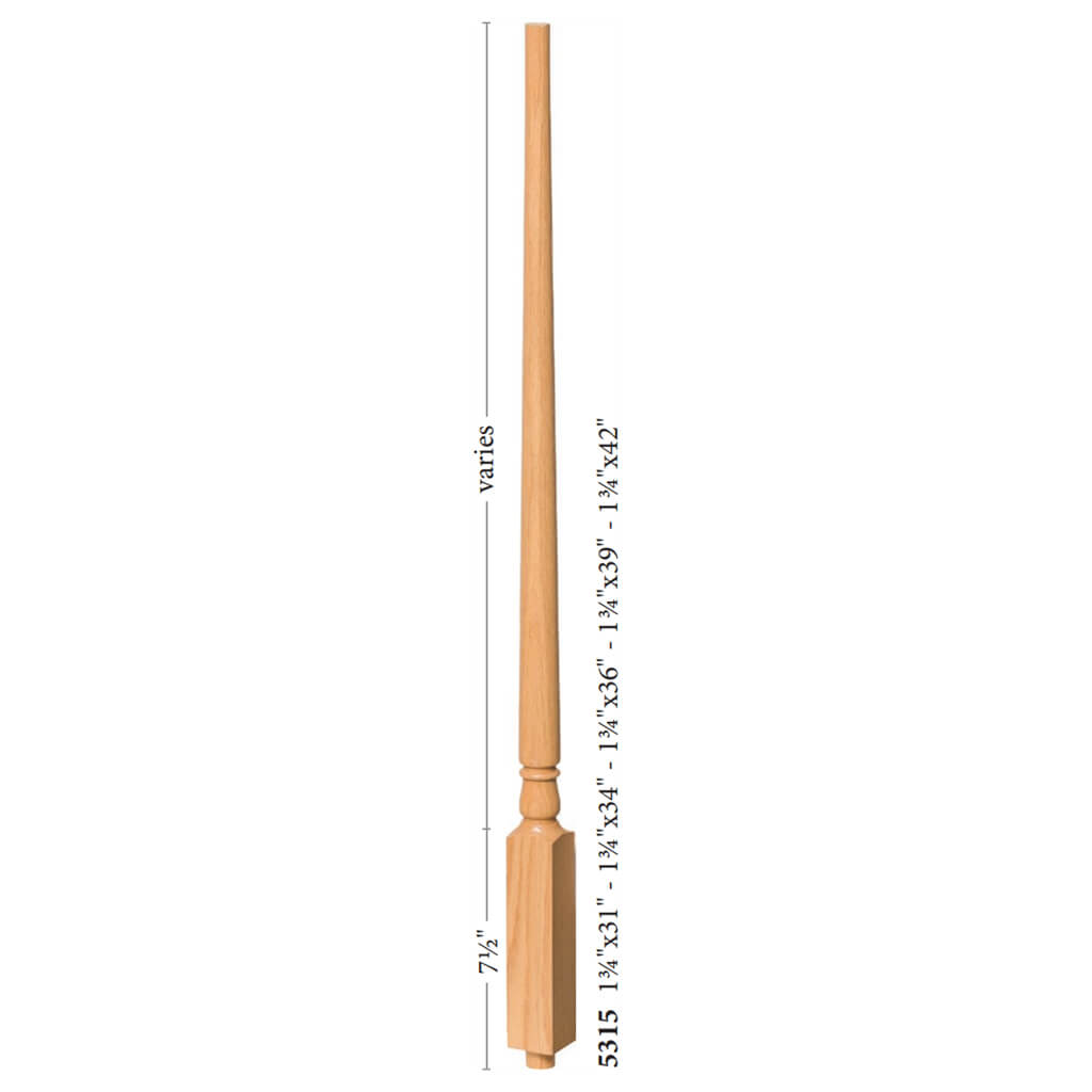 Colonial 1 - 3/4" 5315F Structural Rise FLUTED Pin Top Baluster - Stair Parts USA