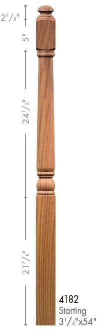 Colonial 3 - 1/4" x 54" 4182 Turned Newel w/Mushroom Top - Stair Parts USA