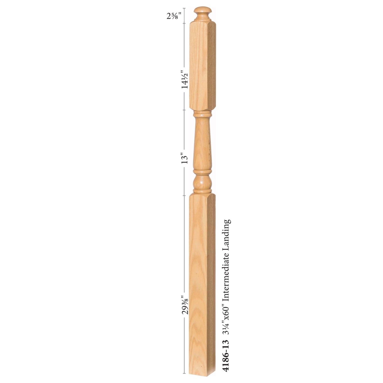 Colonial 3 - 1/4" x 60" 4186 - 13 w/ 14 - 1/2" Long Block Turned Newel - Stair Parts USA