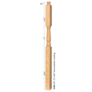 Colonial 3 - 1/4" x 60" 4186 - 13 w/ 14 - 1/2" Long Block Turned Newel - Stair Parts USA