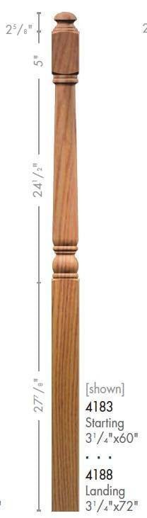Colonial 3 - 1/4" x 72" 4188 Turned Newel w/Mushroom Top - Stair Parts USA