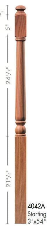 Colonial 3" 4040A Turned Newel (4040A, 4042A, 4043A, 4048A) - Stair Parts USA