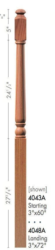 Colonial 3" 4040A Turned Newel (4040A, 4042A, 4043A, 4048A) - Stair Parts USA