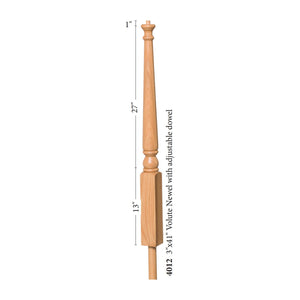 Colonial 3" x 41" 4012 Pin Top Turned Newel w/Adjustable Dowel (4012, 4012F) - Stair Parts USA