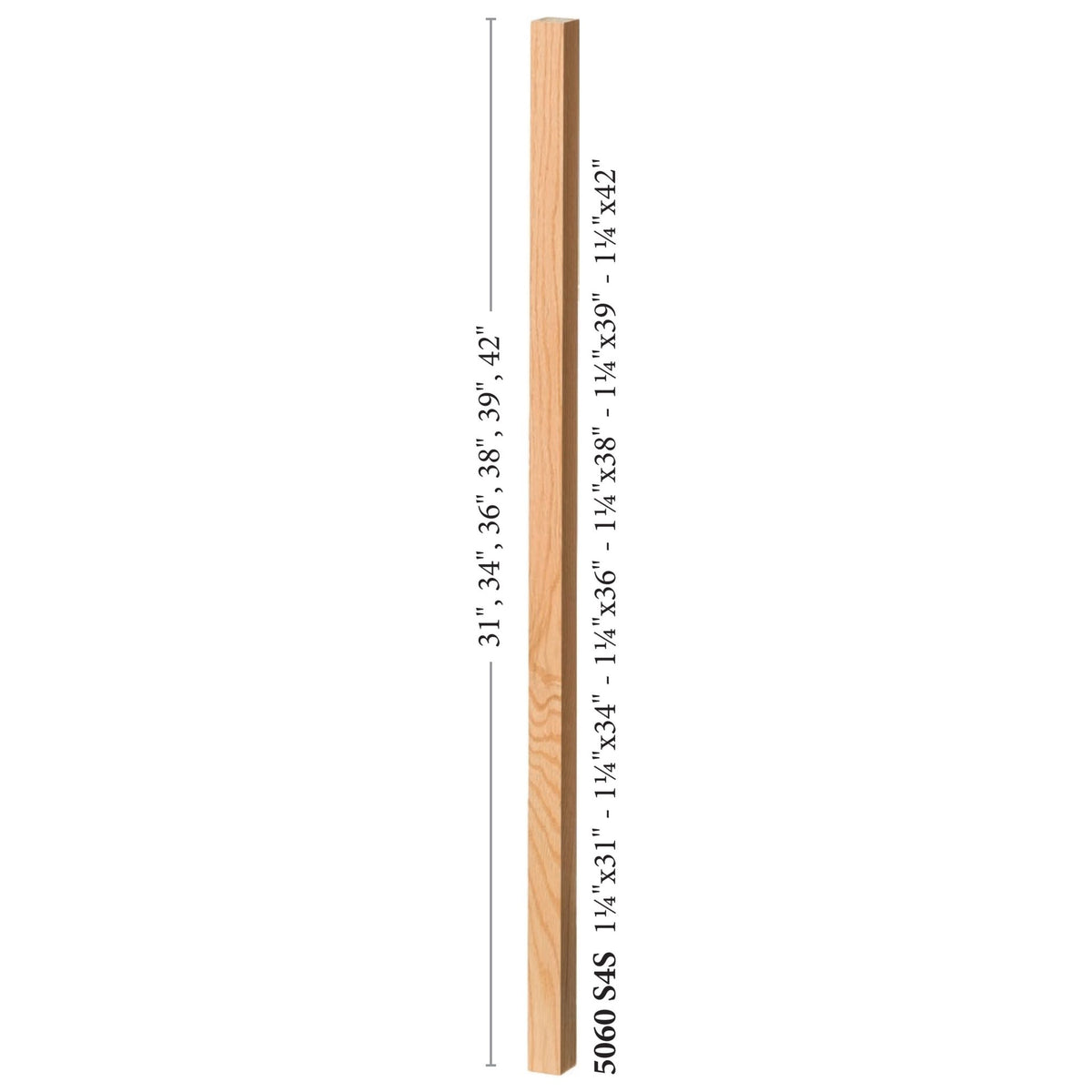Contemporary 1 - 1/4" 5060 Plain Square Top Baluster - Stair Parts USA