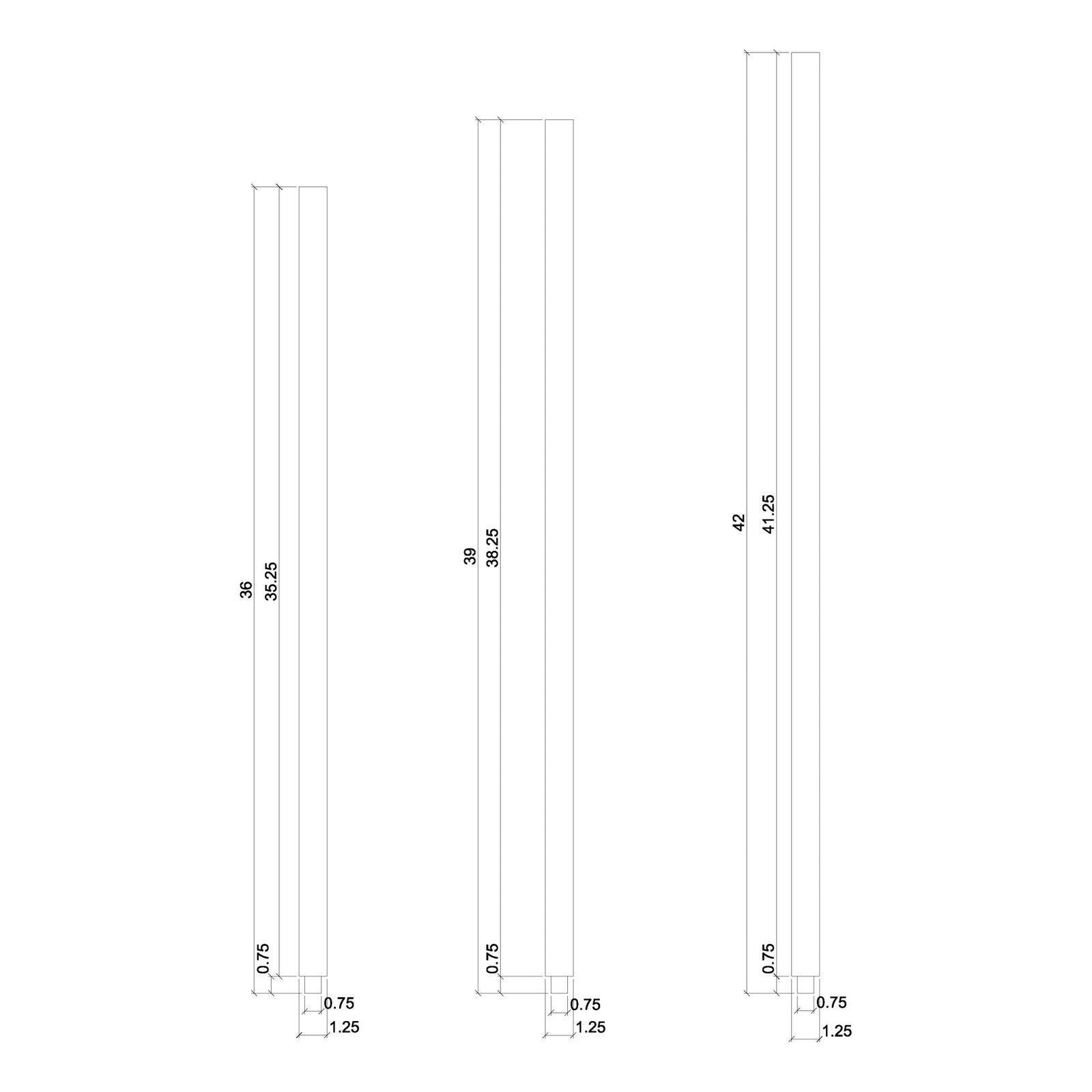 Contemporary 1 - 1/4" Plain Square Top Baluster w/Dowel (5061) - Stair Parts USA