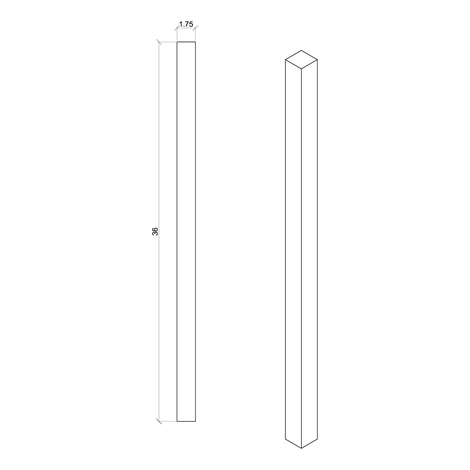 Contemporary 1 - 3/4" 5360 Plain Square Top Baluster - Stair Parts USA