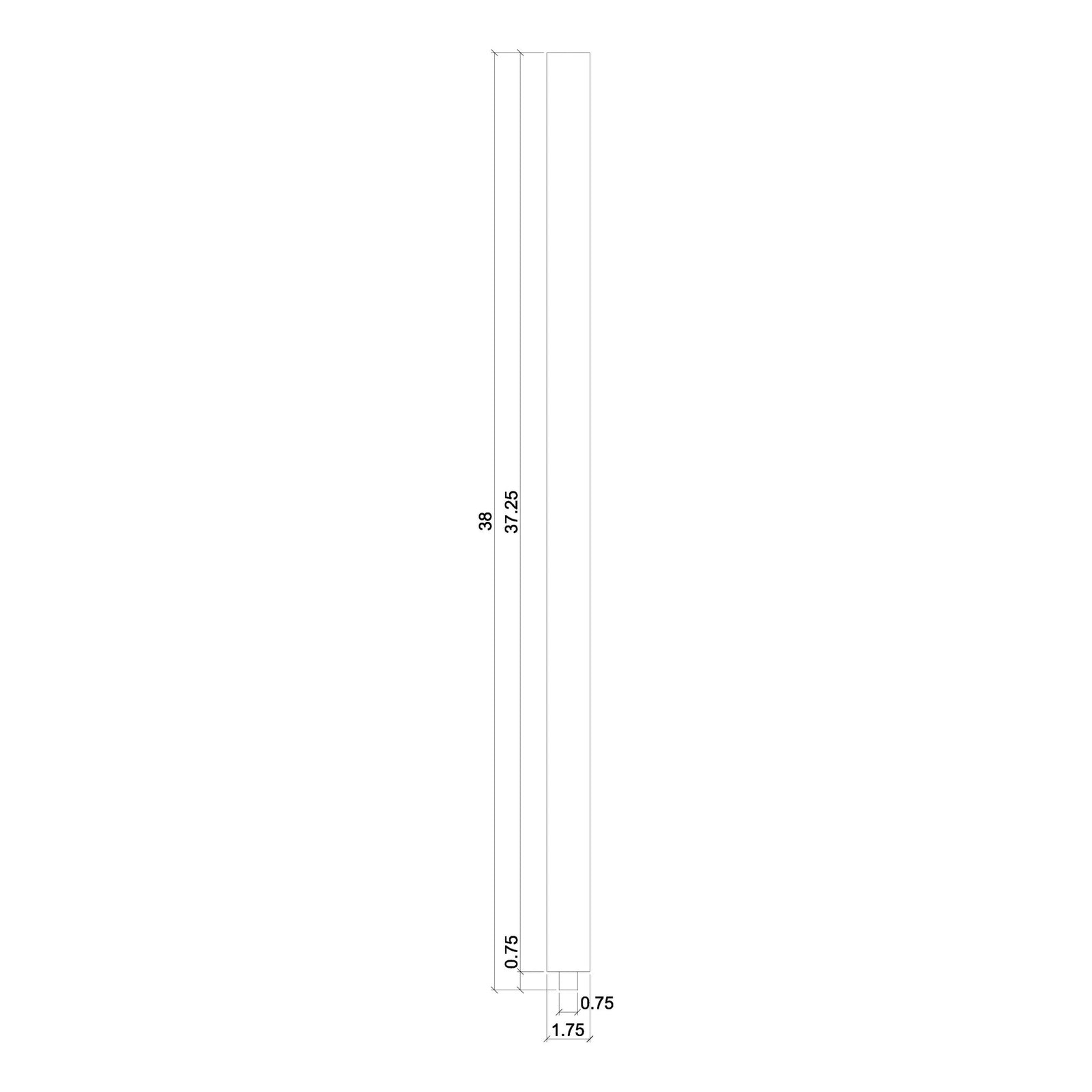 Contemporary 1 - 3/4" 5361 Plain Square Top Baluster w/Dowel - Stair Parts USA