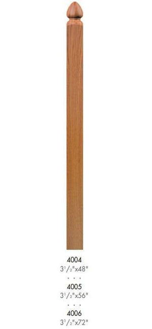 Contemporary 3 - 1/2" 4004 Tear Drop Turned Newel (4004, 4005, 4006) - Stair Parts USA
