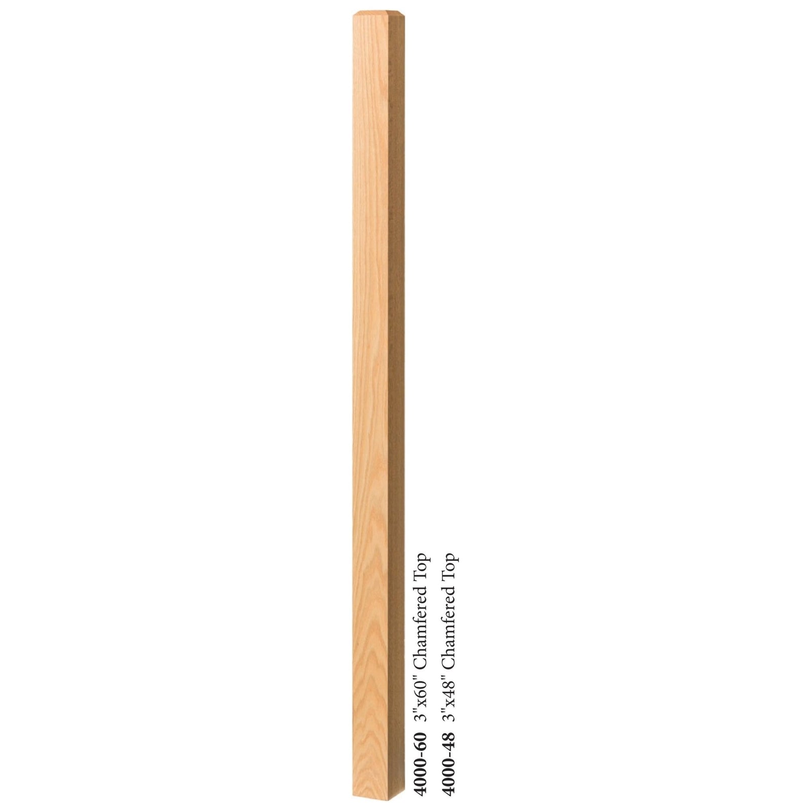 Contemporary 3" 4000 Turned Newel w/Chamfered Top (4000-48, 4000-60)