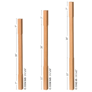 Contemporary Elegant Rise Chamfered Square Top Baluster in 1 - 1/4" or 1 - 3/4" (5034C, 5038C, 5042C, 5334C, 5338C, 5342C) - Stair Parts USA