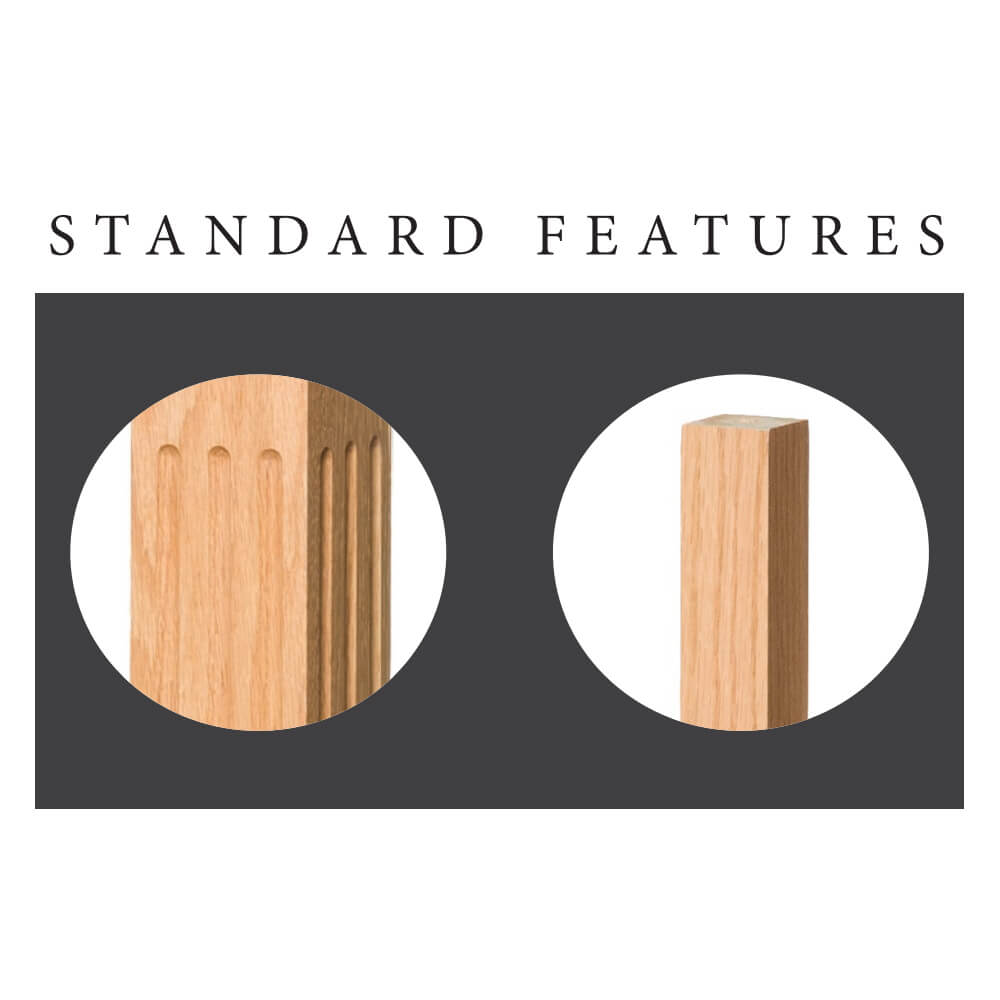 Contemporary Elegant Rise FLUTED Square Top Baluster (5034F, 5334F) - Stair Parts USA
