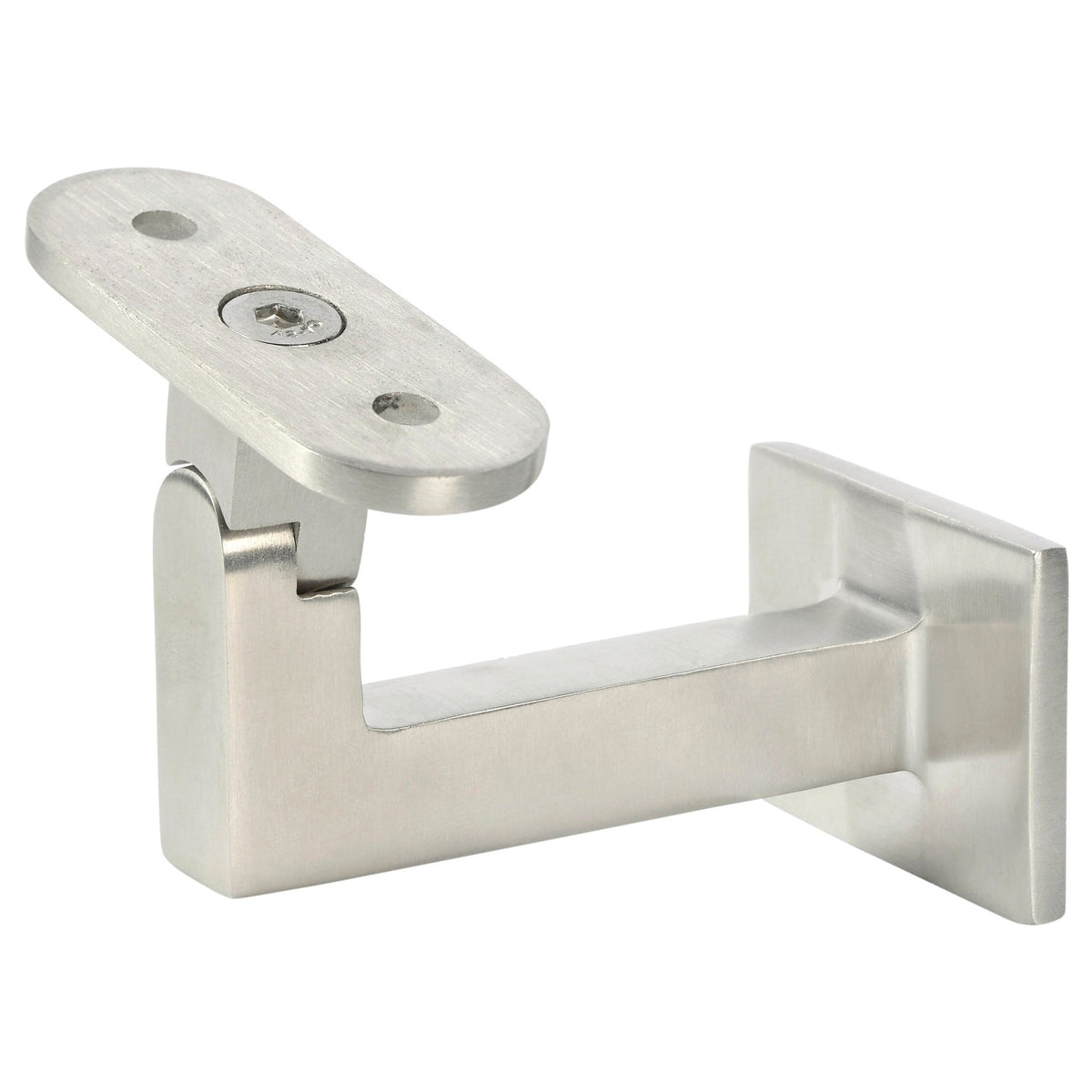 The Carolina Contemporary Handrail Bracket (3004) in satin black features a flat rectangular base and angled mounting plate for secure wall attachment.