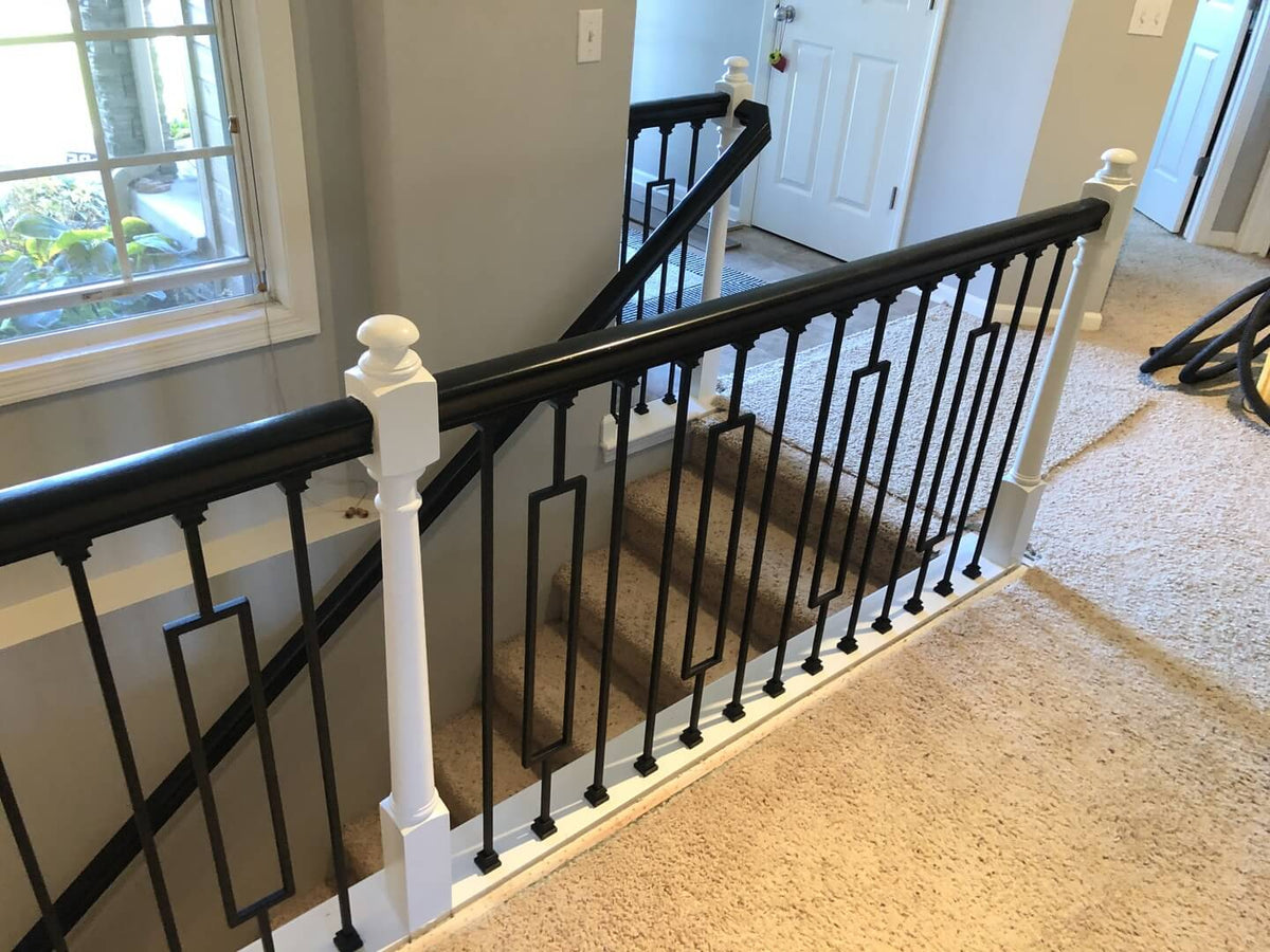 Contemporary Series 1/2" Square 3 - 3/4" x 44"H Single Rectangle Hollow Iron Baluster (9089CS) - Stair Parts USA