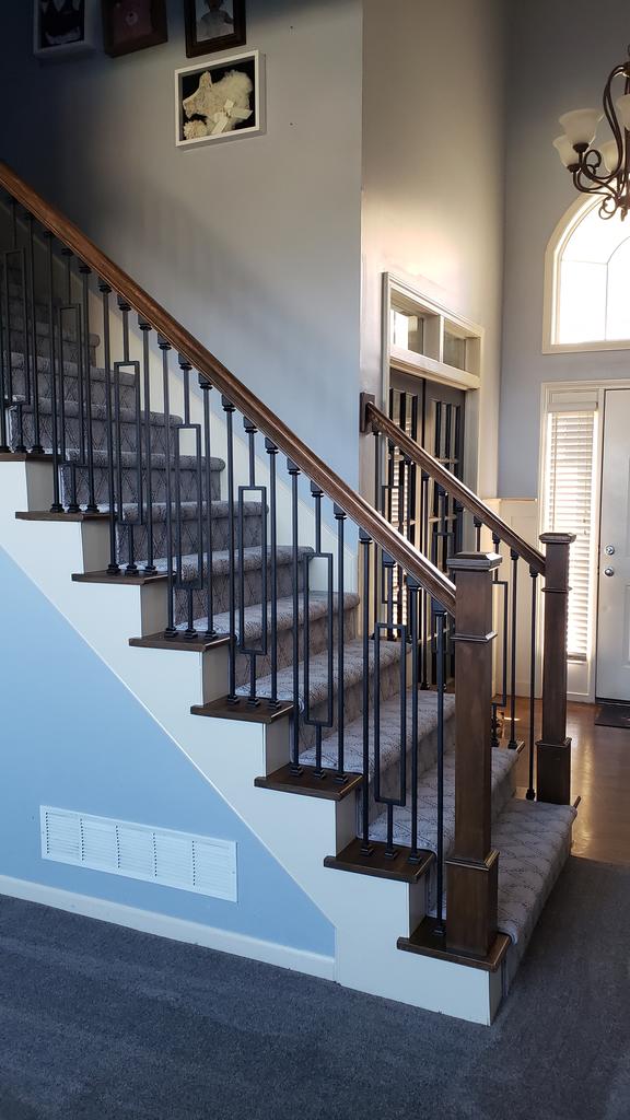 Contemporary Series 1/2" Square 3 - 3/4" x 44"H Single Rectangle Hollow Iron Baluster (9089CS) - Stair Parts USA