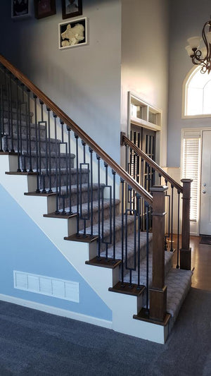 Contemporary Series 1/2" Square 3 - 3/4" x 44"H Single Rectangle Hollow Iron Baluster (9089CS) - Stair Parts USA
