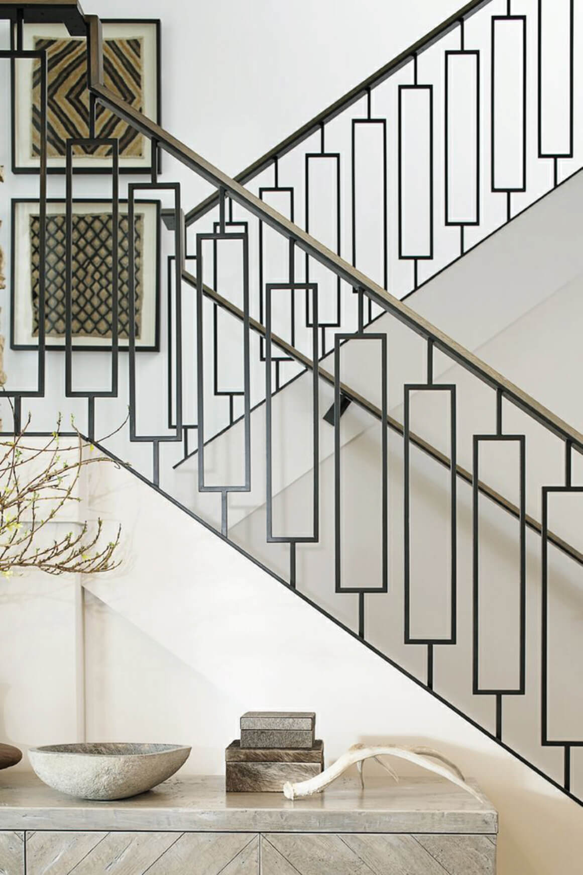 Contemporary Series 1/2" Square 3 - 3/4" x 44"H Single Rectangle Hollow Iron Baluster (9089CS) - Stair Parts USA