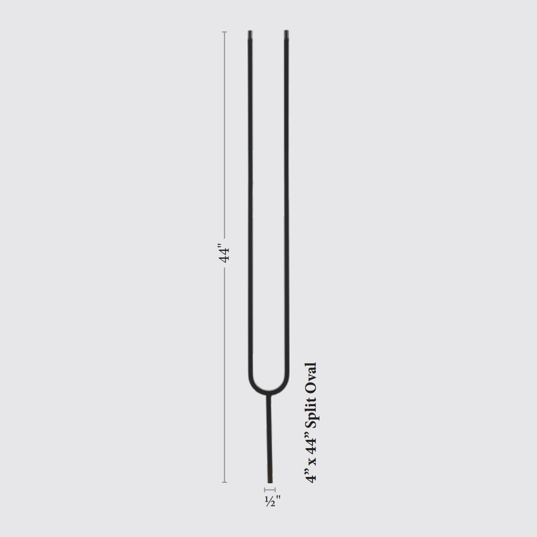 Contemporary Series: Split Oval 4" Oval x 1/2" Square x 44"H Hollow Iron Baluster (9092CS) - Stair Parts USA