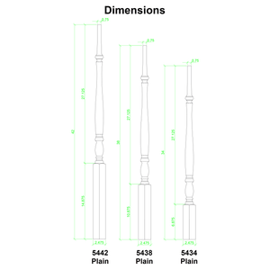 Country 1 - 3/4" 5434 Elegant Rise Pin Top Baluster (5434, 5438, 5442) - Stair Parts USA