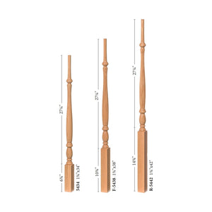 Country 1 - 3/4" 5434F Elegant Rise Fluted (1 - 2 Weeks) Pin Top Baluster w/Dowel - Stair Parts USA