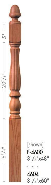 Country 3 - 1/4" 4600 Turned Newel w/Acorn Top (4600, 4604) - Stair Parts USA
