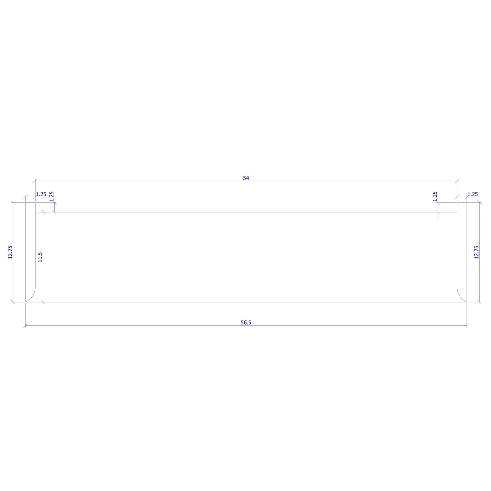Double Return 1" x 11 - 1/2" Stair Tread (1400DR) - Stair Parts USA