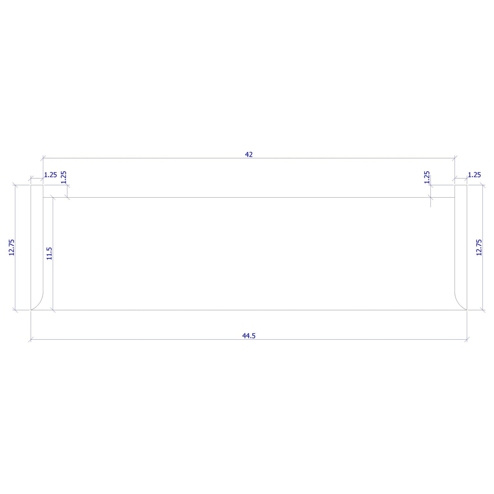 Double Return 1" x 11 - 1/2" Stair Tread (1400DR) - Stair Parts USA