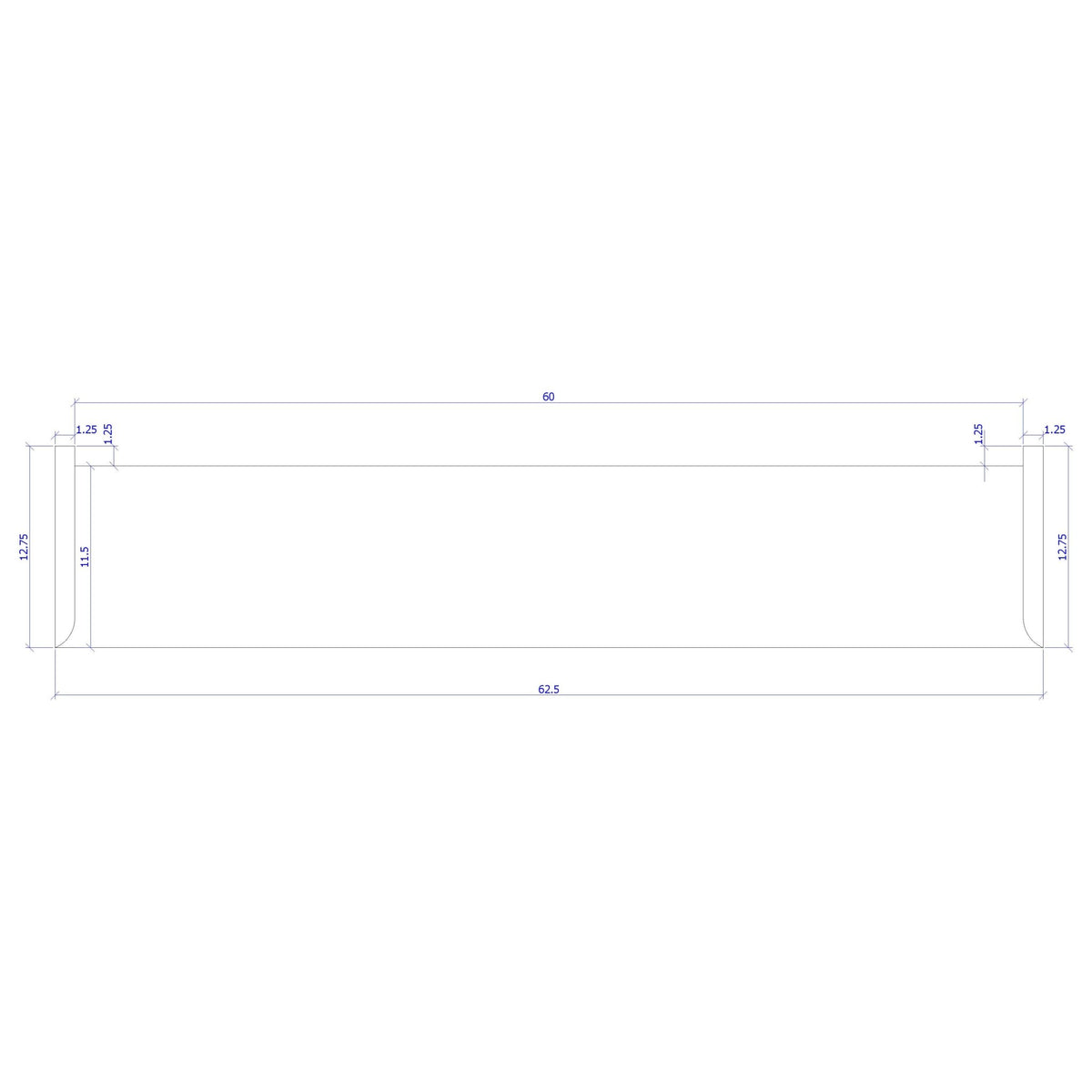 Double Return 1" x 11 - 1/2" Stair Tread (1400DR) - Stair Parts USA