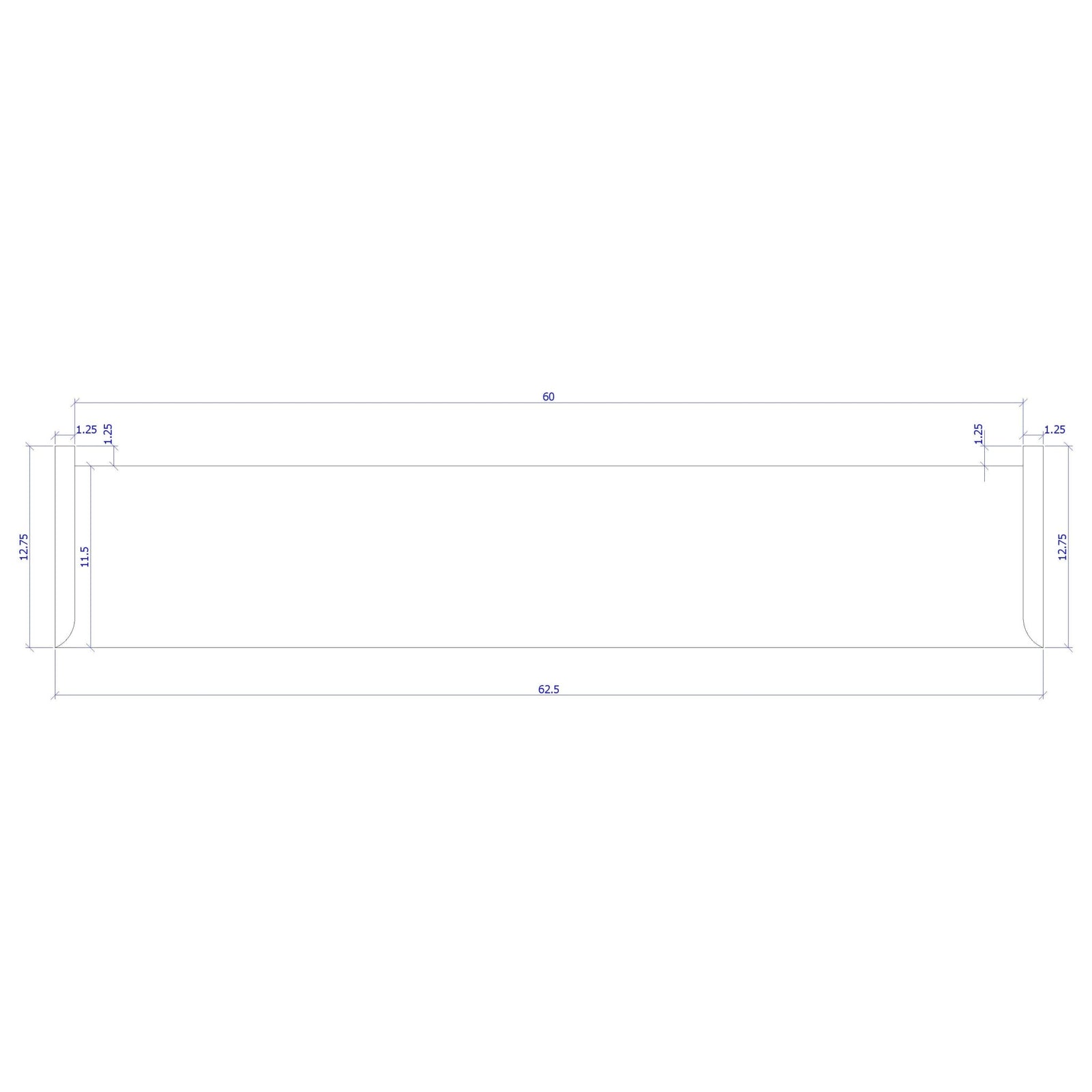 Double Return 1" x 11 - 1/2" Stair Tread (1400DR) - Stair Parts USA
