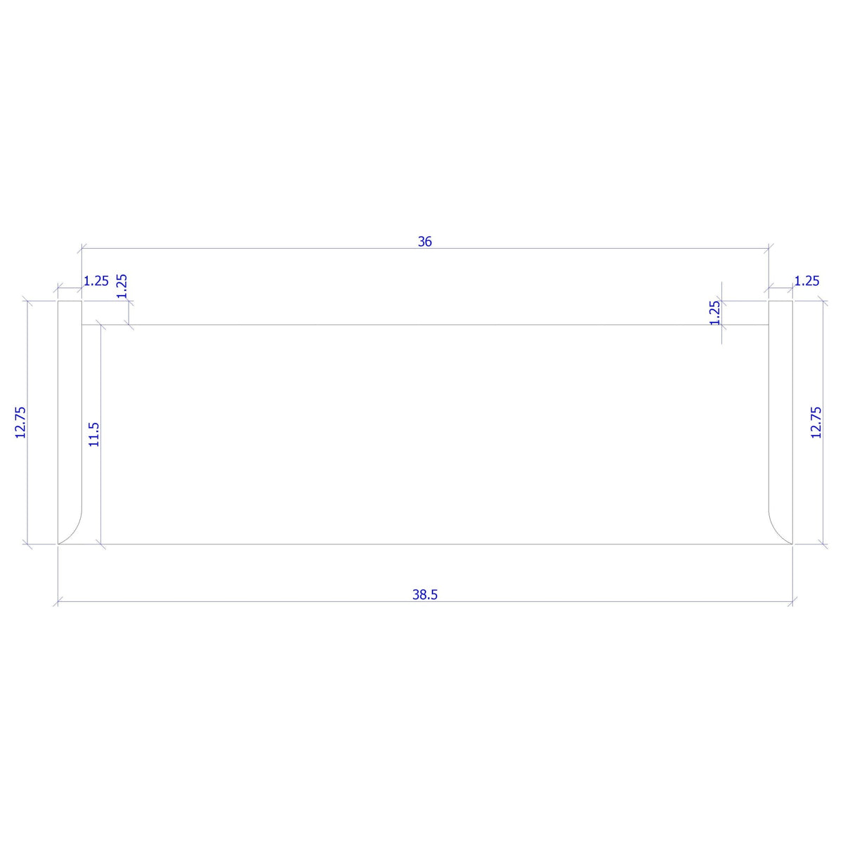 Double Return 1" x 11 - 1/2" Stair Tread (1400DR) - Stair Parts USA