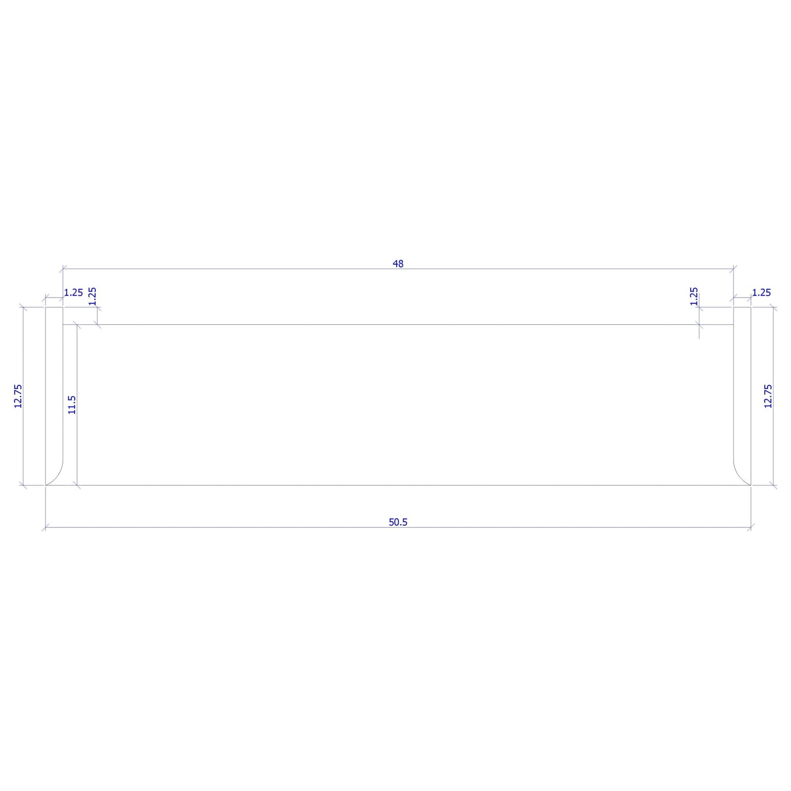 Double Return 1" x 11 - 1/2" Stair Tread (1400DR) - Stair Parts USA