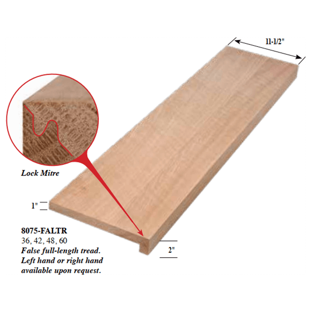 False Full - Length Square Tread 1" x 11 - 1/2" Stair Tread (8075 - FALTR) - Stair Parts USA