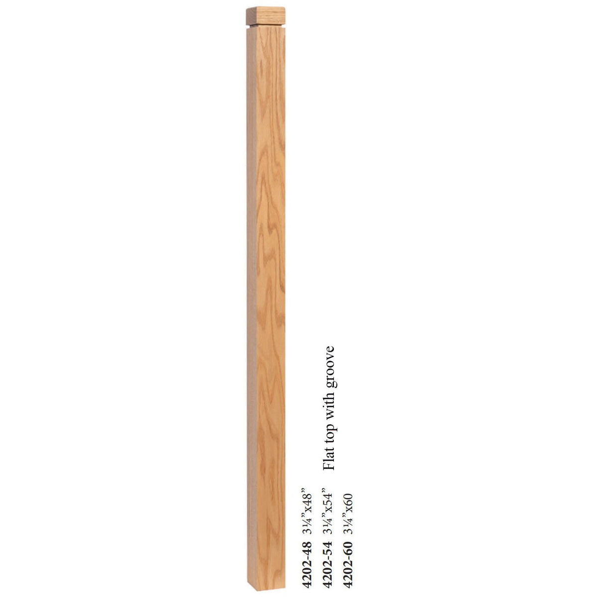Farmhouse Series, 3 - 1/4" Newel, Flat Top with Groove (4202 - 48, 4202 - 54, 4202 - 60) - Stair Parts USA