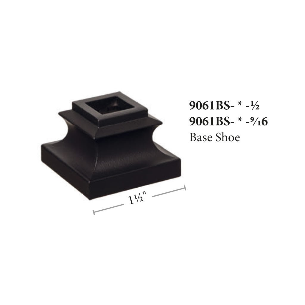Flat Shoe (NO SET SCREW) for Square Hollow Iron Baluster (9061BS) - Stair Parts USA
