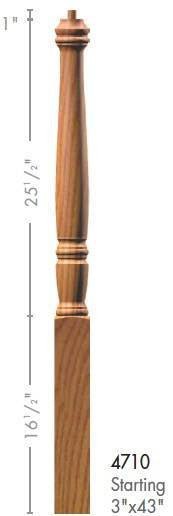 Georgia 3" x 43" 4710 Pin Top Turned Newel (4710, 4710F, 4710T) - Stair Parts USA