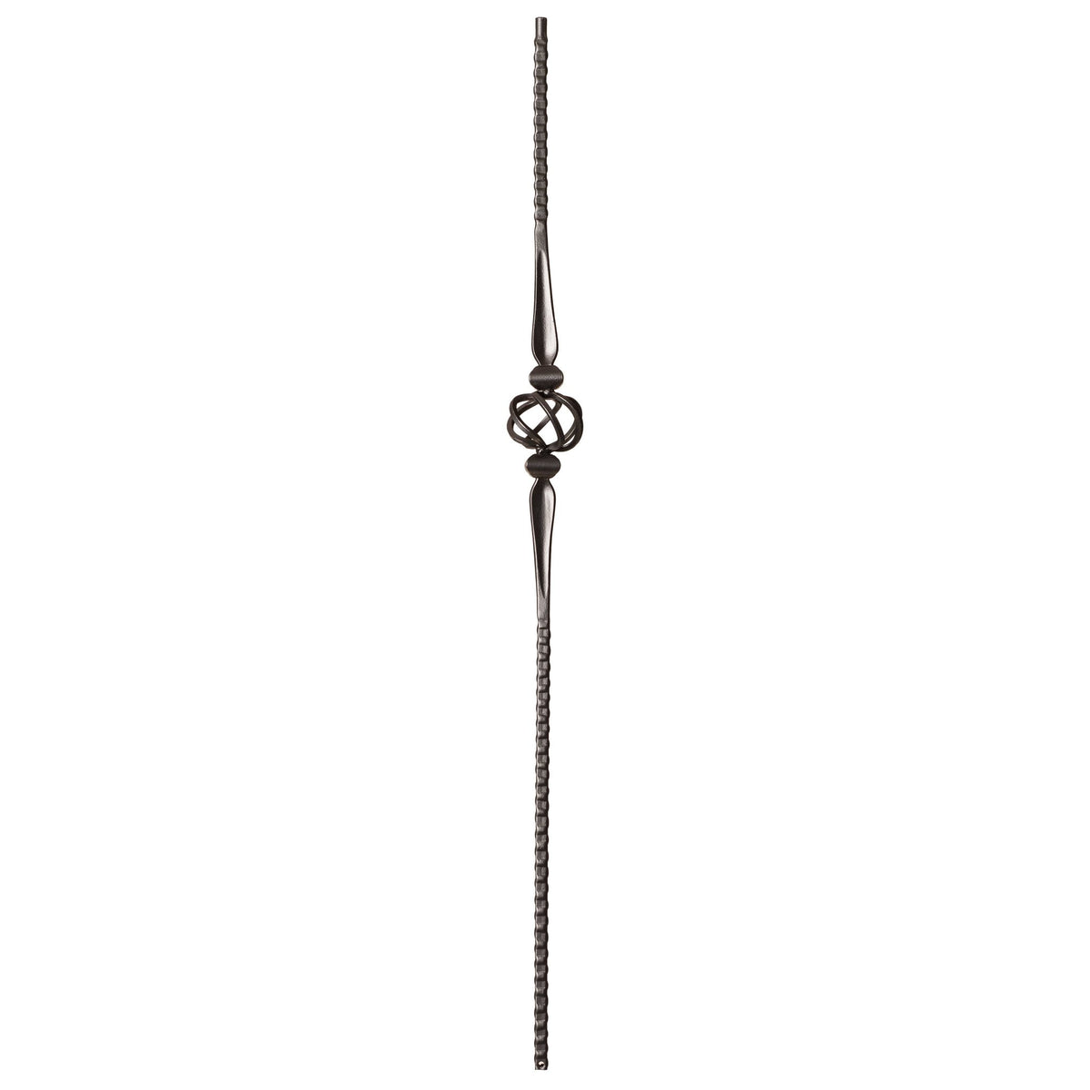 Gothic Series 9/16" Square x 44"H Single Basket with Hammered Bar Hollow Iron Baluster (9019HG) - Stair Parts USA