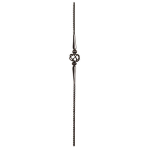 Gothic Series 9/16" Square x 44"H Single Basket with Hammered Bar Hollow Iron Baluster (9019HG) - Stair Parts USA