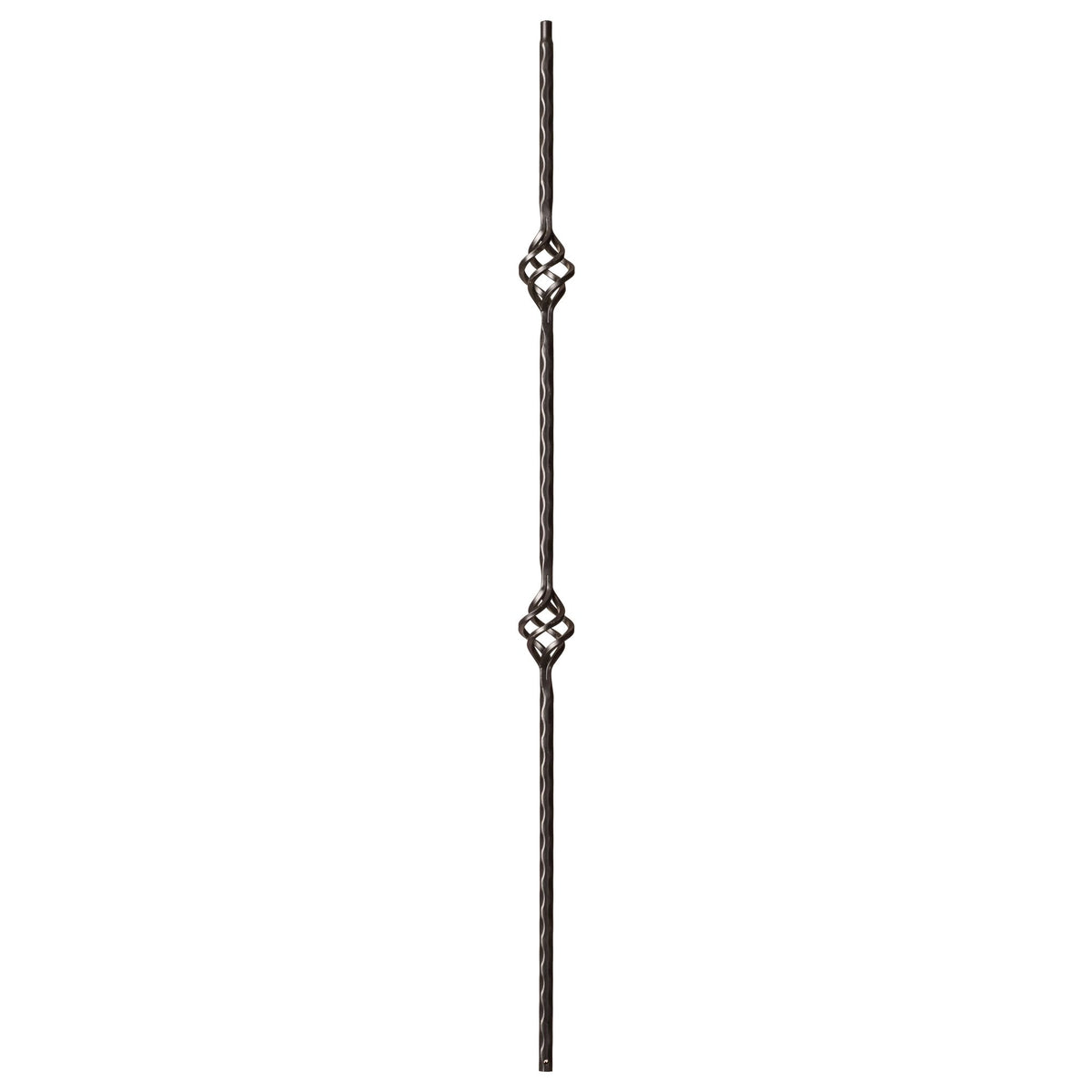 Hammered Edge Series 9/16" Square x 44"H Double Basket with Hammered Edge Hollow Iron Baluster (9028HE) - Stair Parts USA