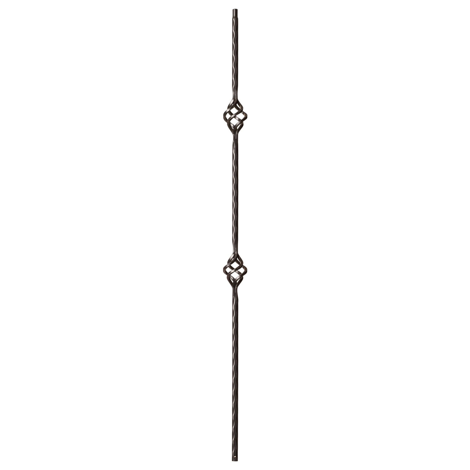Hammered Edge Series 9/16" Square x 44"H Double Basket with Hammered Edge Hollow Iron Baluster (9028HE) - Stair Parts USA