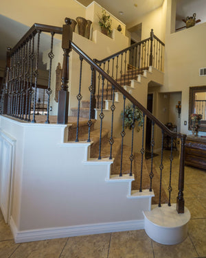 Hammered Edge Series 9/16" Square x 44"H Double Basket with Hammered Edge Hollow Iron Baluster (9028HE) - Stair Parts USA