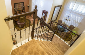 Hammered Edge Series 9/16" Square x 44"H Double Basket with Hammered Edge Hollow Iron Baluster (9028HE) - Stair Parts USA