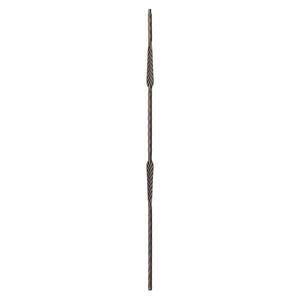 Hammered Edge Series 9/16" Square x 44"H Double Feather with Hammered Edge Hollow Iron Baluster (9022HE) - Stair Parts USA