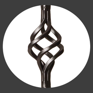 Hammered Edge Series 9/16" Square x 44"H Single Basket with Hammered Edge Hollow Iron Baluster (9027HE) - Stair Parts USA