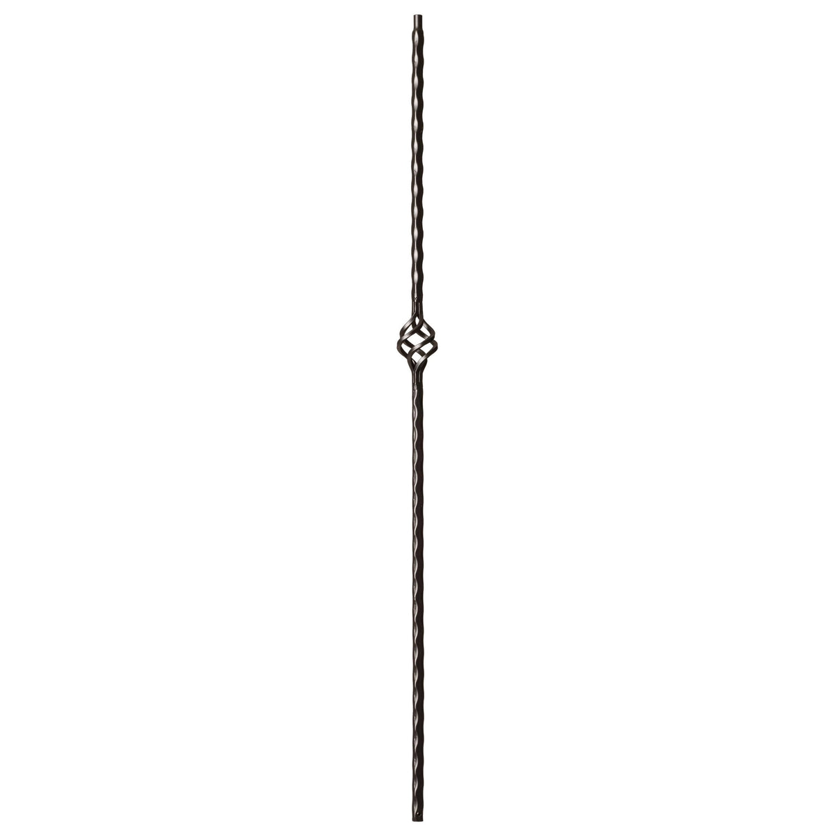 Hammered Edge Series 9/16" Square x 44"H Single Basket with Hammered Edge Hollow Iron Baluster (9027HE) - Stair Parts USA